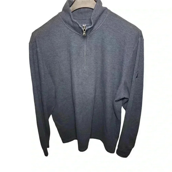 Vineyard Vines L Mens Performance Blue Quarter Zip Pockets - Picture 1 of 12